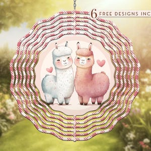 Llama Wind Spinner PNG Design for Sublimation, Alpaca Garden Spinner Design, Digital Download Wreath Center, Door Sign