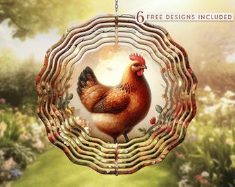 Chicken Wind Spinner PNG: Farmhouse Sublimation Design (Digital Download)