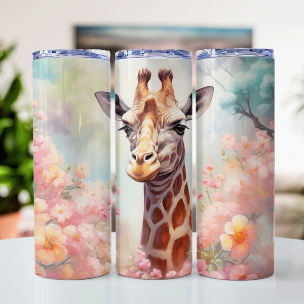 Giraffe 20 oz Skinny Tumbler Sublimationsdesign, süße Giraffe digitaler Download PNG, Instant Digital, lustige Giraffe Tumbler Wrap Sublimation