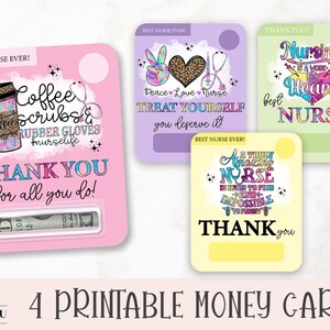 Titulares de tarjetas de dinero para enfermeras, tarjetas de dinero para enfermería imprimibles, tarjetas de graduación, titulares de tarjetas de regalo, imprimir y luego cortar archivos PNG, diseños variados