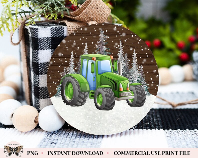 Green Tractor Ornament PNG Farm Tractor Ornament Sublimation Etsy