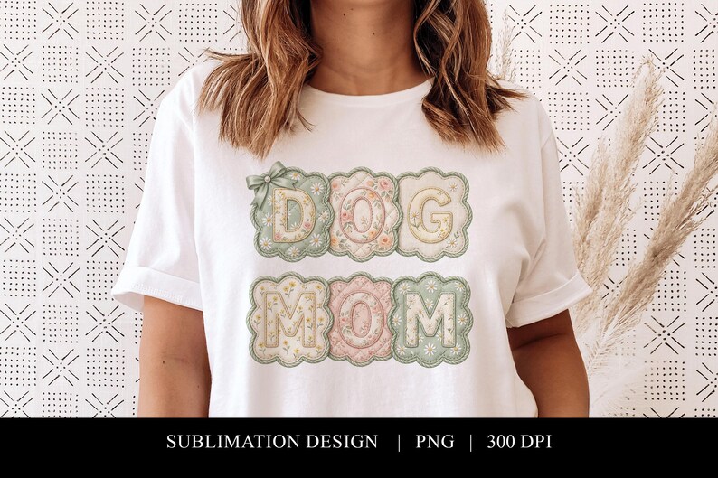 Dog Mom Floral Applique PNG, Quilt Patch Sublimation Design - Etsy