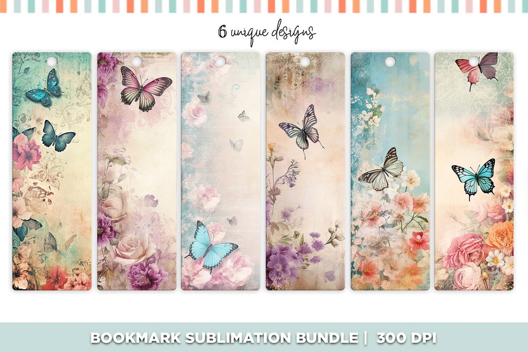 Vintage Butterfly Bookmarks: Printable PNG Set (digital Download) - Etsy