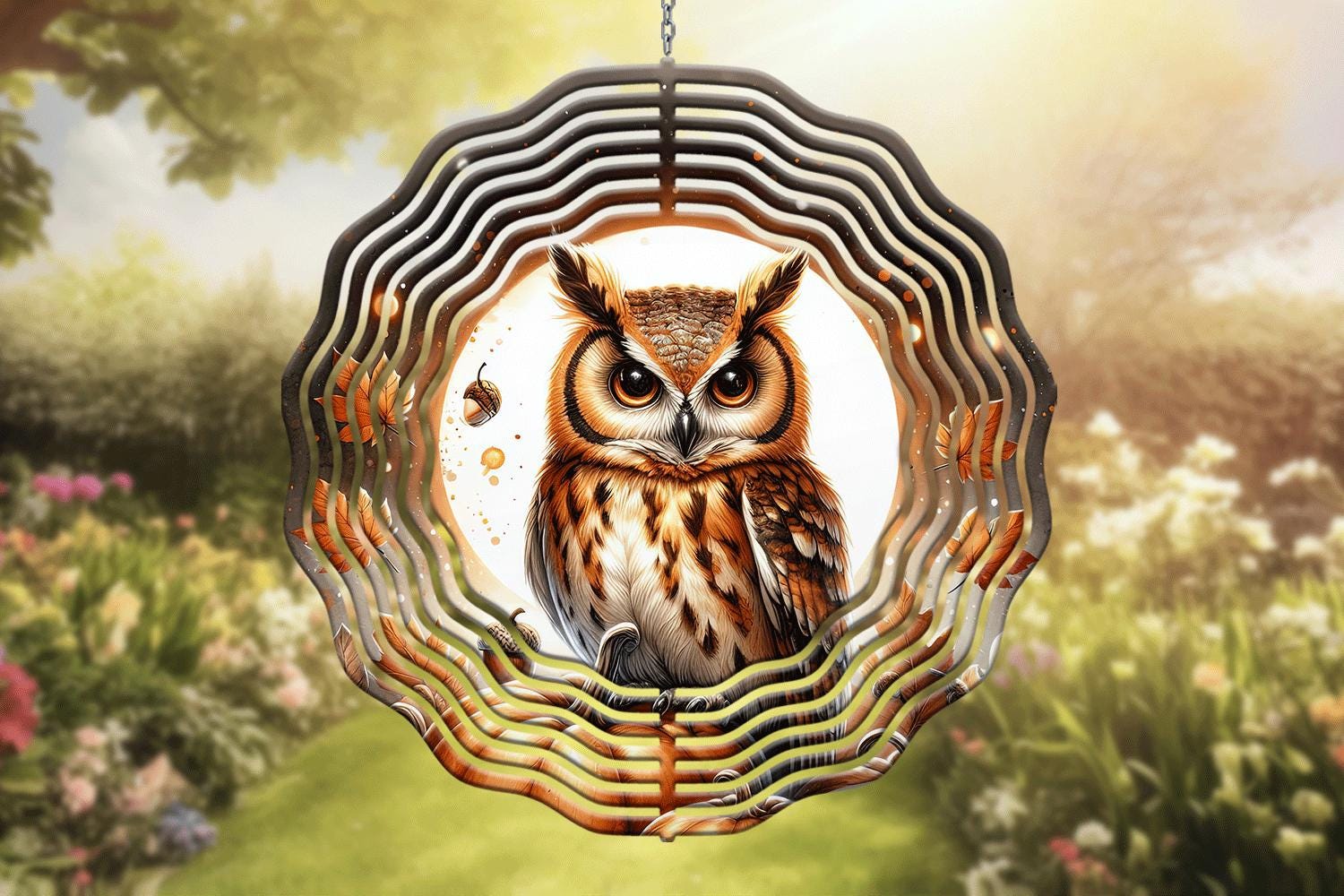Owl Wind Spinner PNG: Fall Sublimation Design (Digital Download)