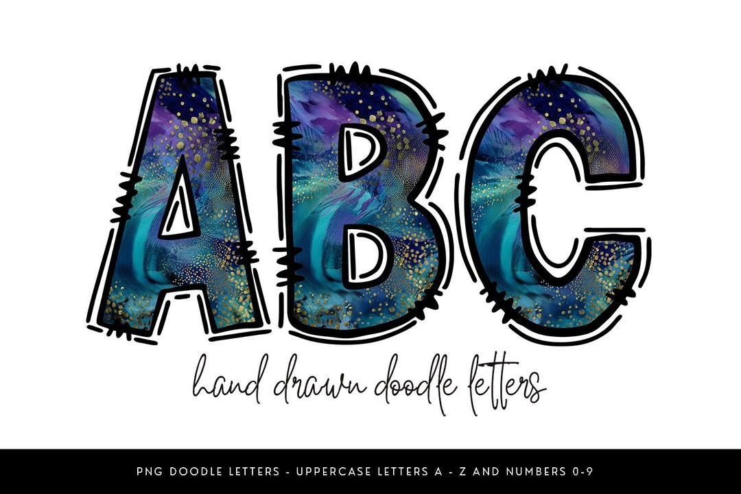 Abstract Doodle Alphabet PNG Hand Drawn Letters Clipart - Etsy