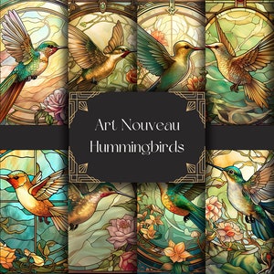 Hummingbird Stained Glass Sublimation Designs, Stained Glass Background, Stained Glass JPG, Faux Stained Glass, Stain Glass Digital Paper