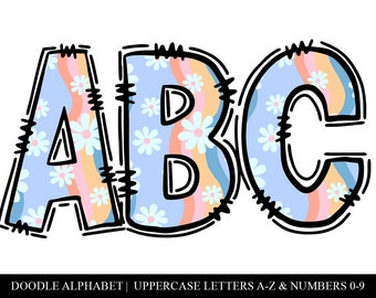 Retro Daisy Alphabet Font: 70's Floral PNG Letters (Digital Download)
