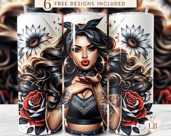 Chola Chicana-bekeromslag: naadloos sublimatieontwerp (PNG)