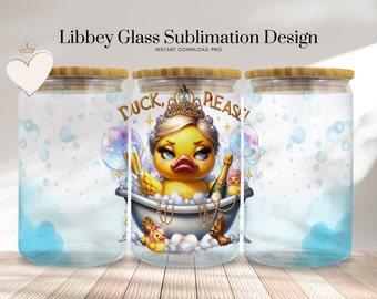 Funny Rubber Duck 16oz Glass Can Sublimation Design (Digital Download)