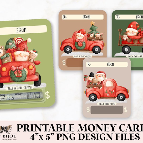 Druckbare Weihnachtsgas-Geldkarten, Geldkarte PNG-Bundle, niedlicher Weihnachtsgeschenkkartenhalter, Drucken und Schneiden von Dateien, Petrol Geld PNG-Datei
