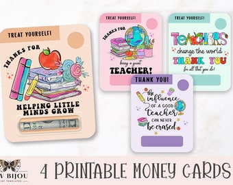 Printable Money Card Bundle - Teacher, Teacher Money Cards, Teacher Lip Balm Holders, Teacher Gift Card Holders, Commercial Use OK