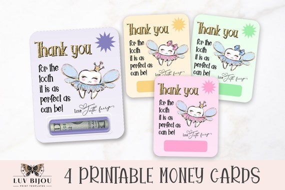 Printable Tooth Fairy Money Cards Cute Tooth Fairy Money - Etsy