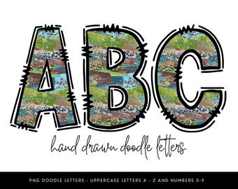 Alfabeto rústico de pinceladas: fuente PNG dibujada a mano (descarga digital)