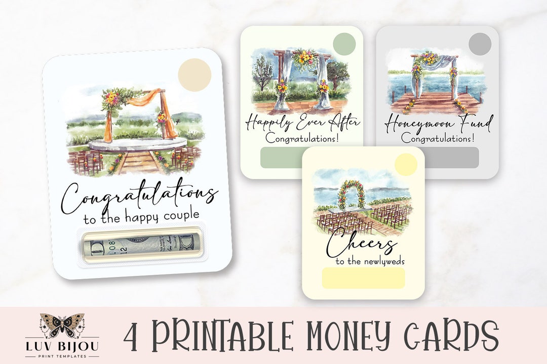 Wedding Money Card Bundle, Printable Money Card Holders, Print Then Cut ...