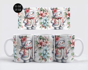 Tasse Schneemann: Weihnachtsstern, Winter Holiday Design (Digitaler Download)