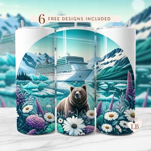 Alaska Cruise Ship Tumbler Wrap: Mountain Bear Design (Digital Download)