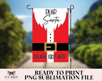Santa Garden Flag Sublimation Design: Christmas Outdoor Decor (PNG, JPEG)