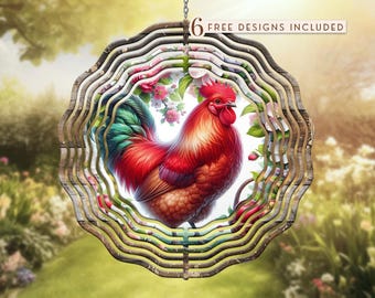 Rooster Wind Spinner Sublimation Design: Country Garden Decor (PNG Download)