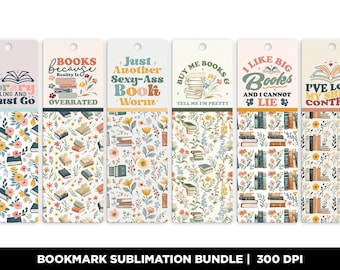 Book Lover Bookmark Set: Reading Quotes Sublimation Designs (Digital Download)