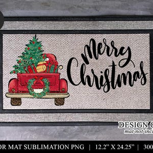Christmas Truck Door Mat Sublimation Design (PNG)