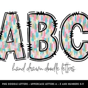 Pink Doodle Alphabet PNG, Hand Drawn Brushstroke Alpha Letters,  Girly Sublimation Font Clipart for Crafts, Shirts, HTV & Prints