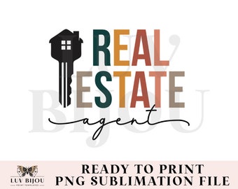 Boho Real Estate Agent PNG: House Key Sublimation Design (Commercial Use)