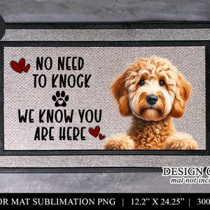 Tapete de boas-vindas Goldendoodle: citação engraçada de cachorro PNG (download digital)