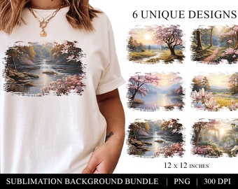 Nature Scene Sublimation Backgrounds: Transparent PNG Bundle