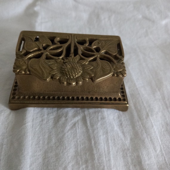 Small Vintage Brass Postage Stamp Storage Box. Desk Top Etsy