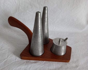 Vintage, retro Selangor pewter/condiment set