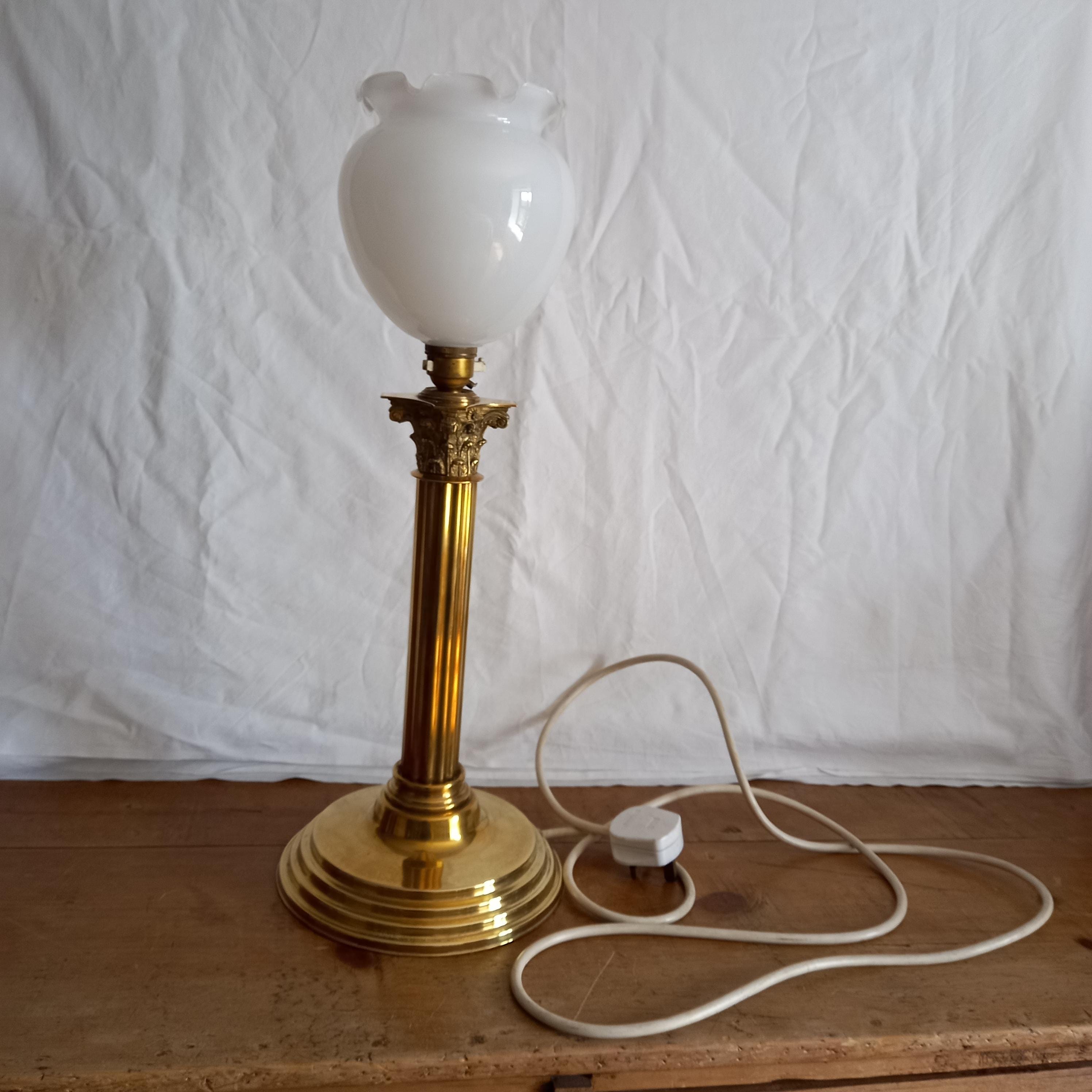 Vintage Brass Corinthian Column Lamp,