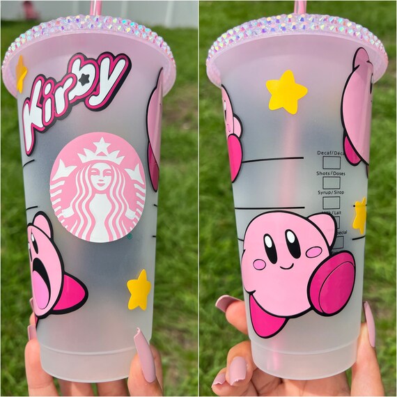 Kirby Personalized Starbucks Cold Cup Kawaii Tumbler Pink Etsy
