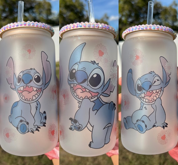 Cute Magic Stitch 16 Oz Frosted Beer Can Glass Cup Stitch 
