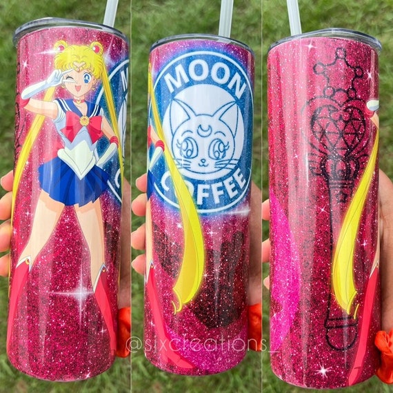 Pink Sailor Moon Inspired Skinny Metal Tumbler, 20 OZ Tumbler