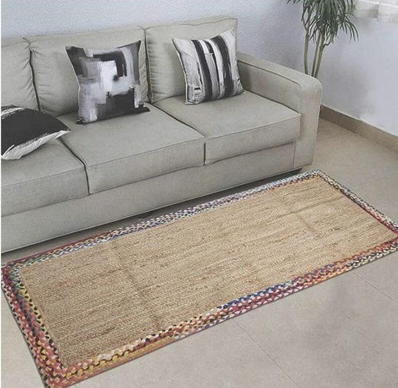 Hand Braided Bohemian Colorful Cotton Chindi Area Rug Multi Etsy