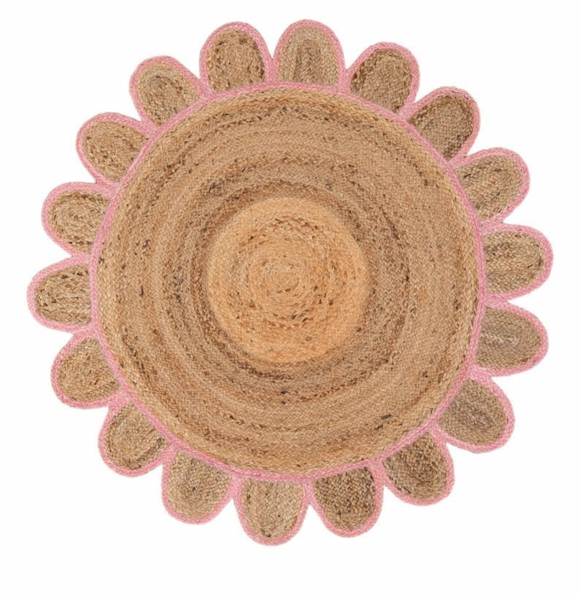 Round Scalloped Rug Scalloped jute rug Scallop jute Braided Etsy