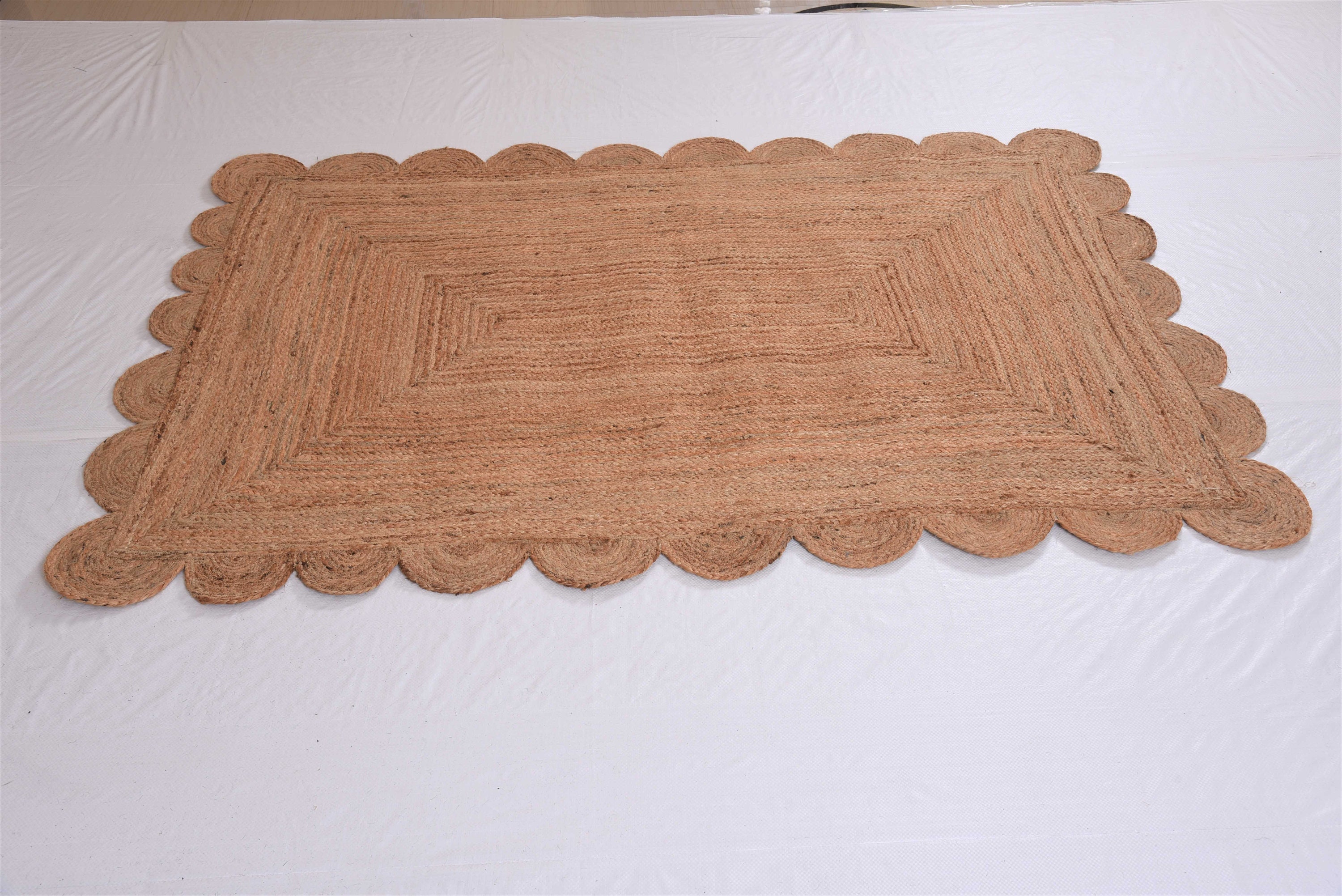 Natural Scalloped Jute Rug Scallop Pattern Rug Natural Jute Etsy UK