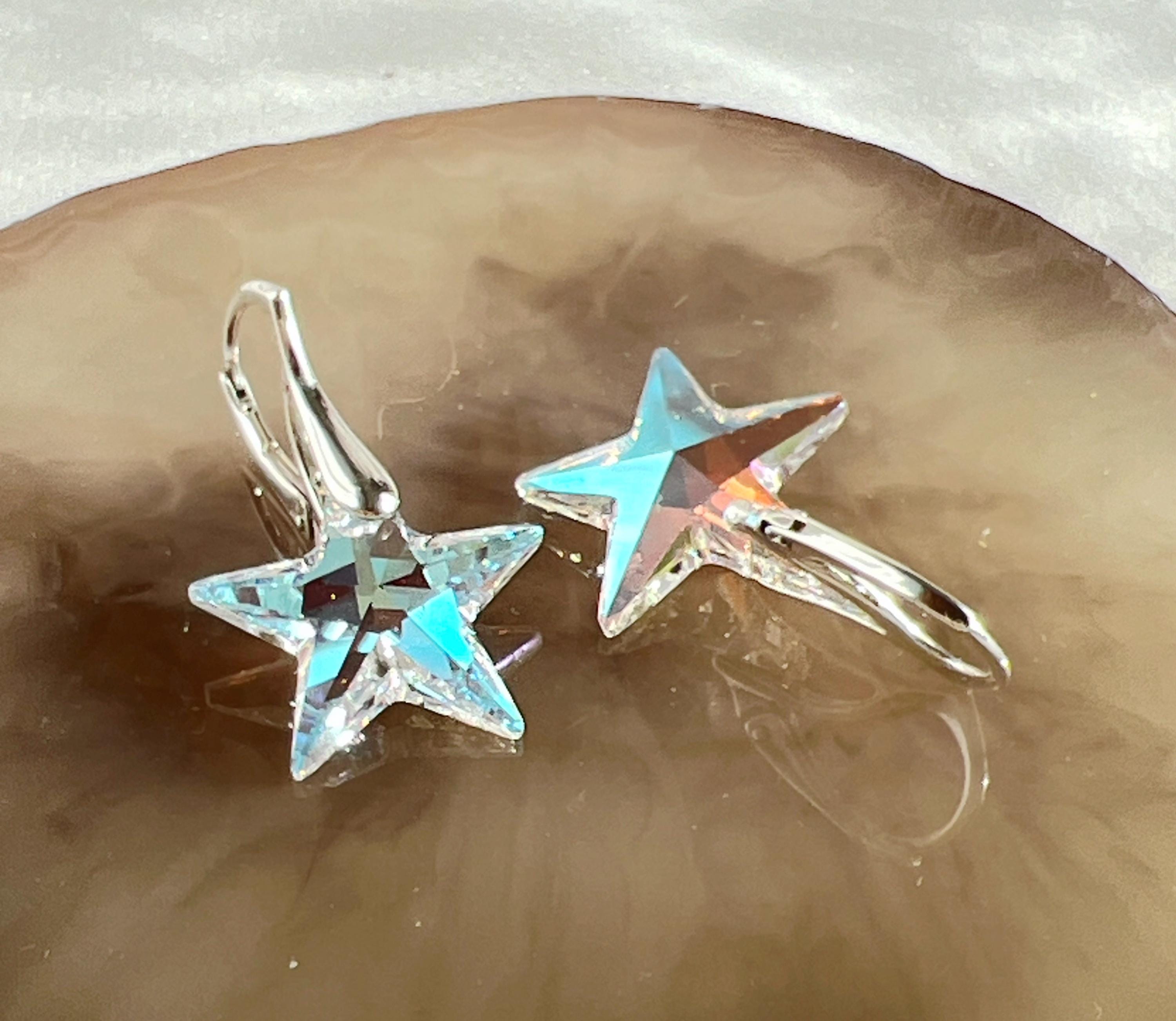 Orecchini a forma di stella in argento sterling S925 con cristalli