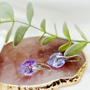 Swarovski Lila Herz Ohrringe Herzform Ohrringe Trendy Romantische Schmuck Swarovski Kristall Schmuck Brautjungfer Geschenk Hochzeitsschmuck