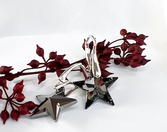 Silber Nacht Sterne Kristall Ohrringe, funkelnde Sterne Ohrringe, Silber Ohrringe, Geschenk für sie, himmlischen Schmuck