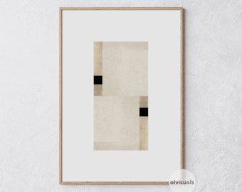 Japandi Printable Wall Art, Minimalist Beige Print, Geometric Shapes, Scandinavian Wall Art, Elegant Wall Decor, Beige and Black Art