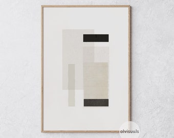 Stampa geometrica beige, arte murale minimalista Wabi Sabi (download digitale)
