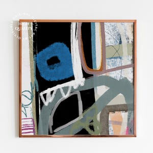 Abstract Colorful Digital Art, Black, Blue and Green, Organic Shapes Wall Art, Original Artwork, Modern Abstract Art, Square Abstract Print