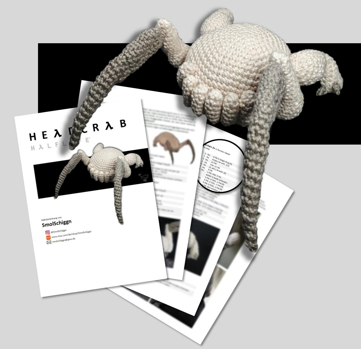 Headcrab Crochet Pattern [GER/ENG] from Half Life - for gaming fans