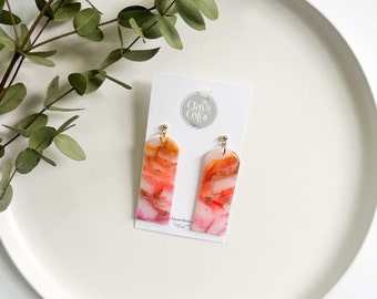 Summer Jelly Polymer Clay Earrings, Translucent Marble Sunset Jewelry, Statement Earrings, Handmade Clay, Vacation Style