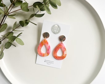Summer Jelly Polymer Clay Earrings, Translucent Marble Sunset Jewelry, Statement Earrings, Handmade Clay, Vacation Style