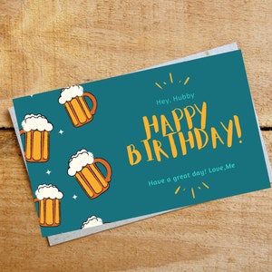 Happy Birthday Card - Beer Guy - Téléchargement de documents imprimables numériques - Haute qualité 300 dpi