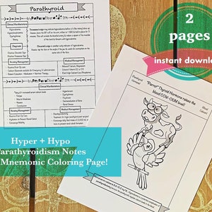 Parathyroid Notes + Coloring Page