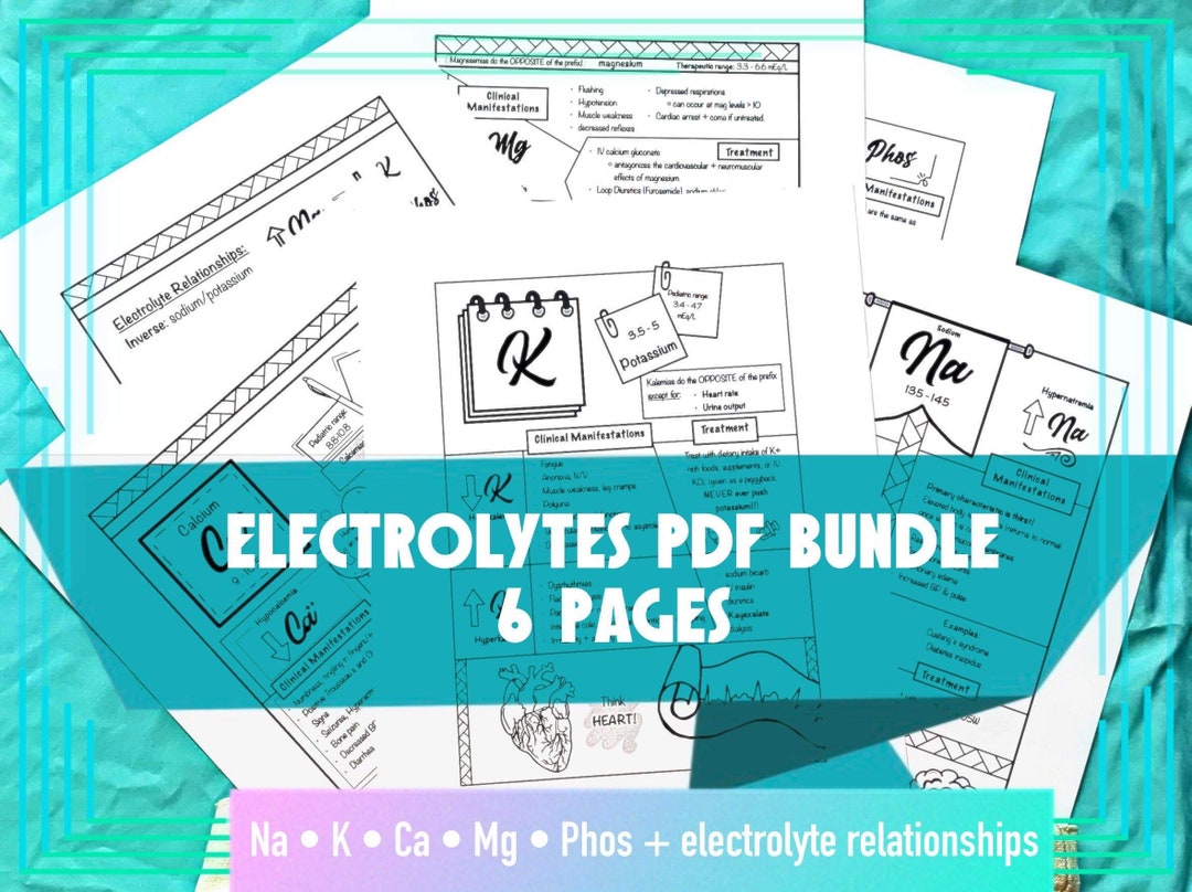 Electrolytes Worksheet Bundle Etsy