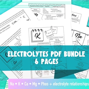 Electrolytes Worksheet Bundle